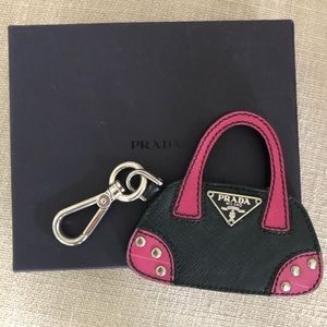 Prada Saffiano purse keychain